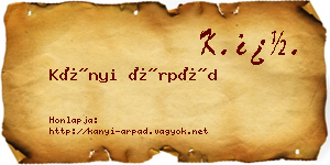 Kányi Árpád névjegykártya